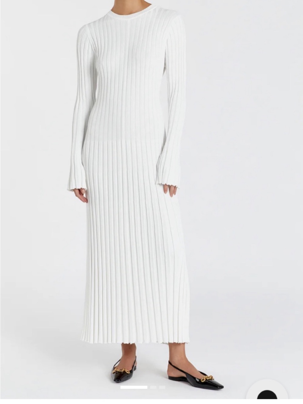 DISSH White Ribbed Long-Sleeve Maxi Dress